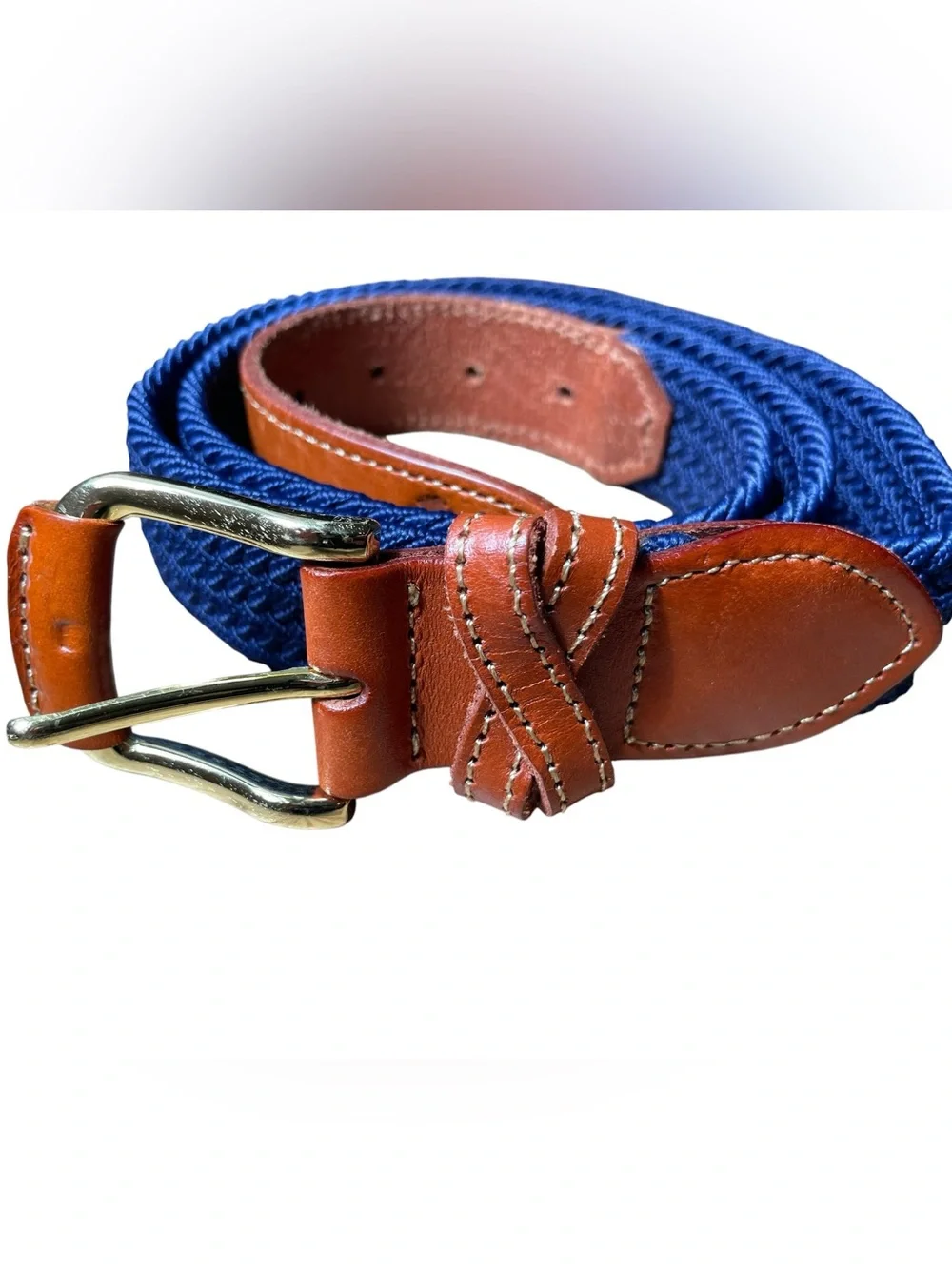 Kiel James Patrick Braided Belt Brass Buckle Sz 38 HAND MADE USA Nautical Preppy